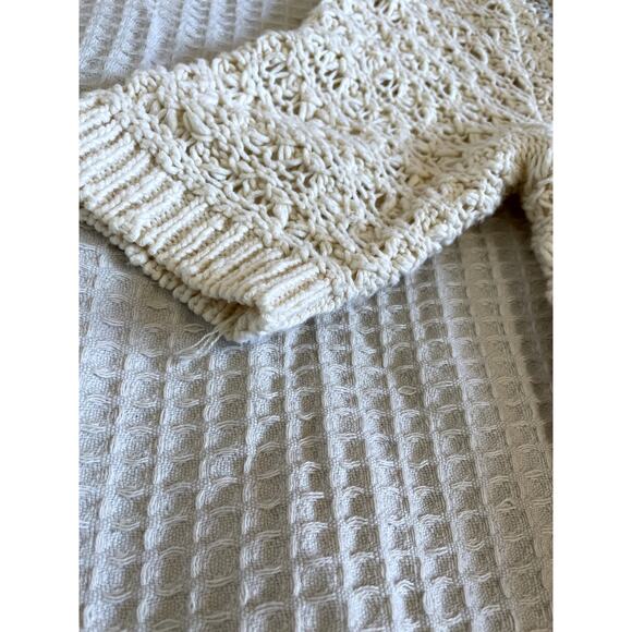 MOTH Anthropologie Open Front Short Sleeve Long Crochet Cardigan Pockets Large - Picture 7 of 12